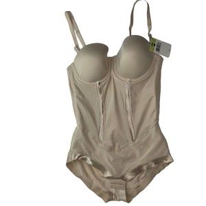 Maidenform Women Built In Bra Shareware Beige bodysuit Latte Lift FL1256, 36B